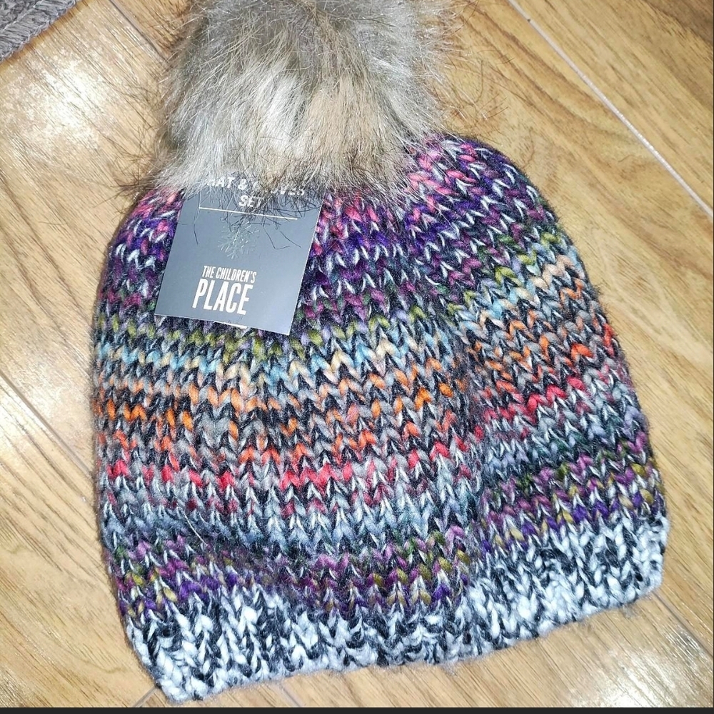 The Children's Place Colorful Knit Beanie with Faux Fur Pom